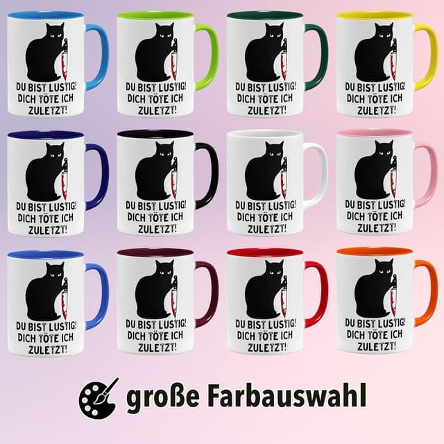 Detalle 2 de Kaffeetasse 325 ml mit Spruch und Katze