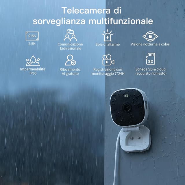 Detalle 2 de VIM TAG 2,5K Telecamera Wi‑Fi interna/esterna con faro, allarme e audio bidirezionale (4PCS)