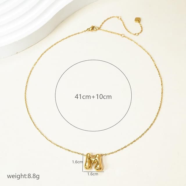 Detalle de Viwind Buchstaben-Anhänger Halskette für Damen (18k Gold) – A-Z Bubble Letter, 48 cm verstellbar, mit Geschenkbox