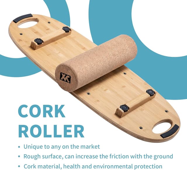 Detalle de XCMAN Balance Board Trainer in bambù con tappi regolabili