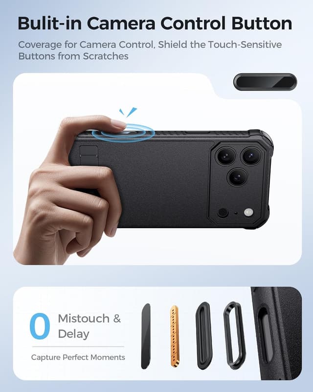 Detalle de ASAFCASE MagSafe-Compatible iPhone 17 Pro Max Case with Stand (6.9") — Military-Grade Shockproof, Camera Control Button, Black