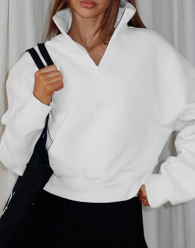 Detalle de Dressmine Women’s Quarter Zip Pullover (1/4 Zip) Fleece-Lined Casual Long Sleeve