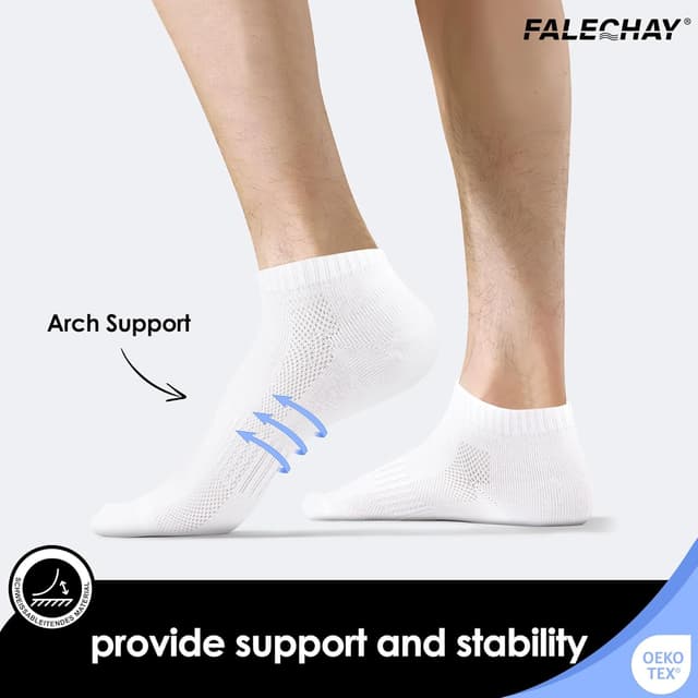 Detalle de Falechay 10 Paar Sneaker Socken für Herren & Damen – kurze atmungsaktive Baumwoll-Sportsocken (Unisex)