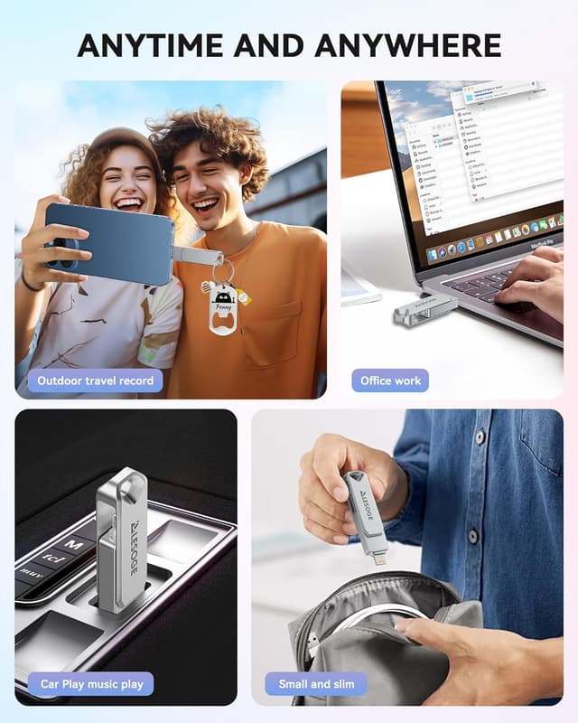 Thumbnail 6 de LESOGE 128GB USB 3.0 Flash Drive (MFi Certified) for iPhone, iPad, Android & PC/Mac with Touch ID/Passcode Encryption