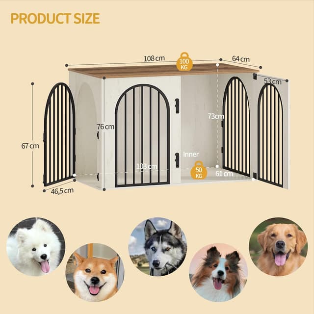 Detalle 2 de Hzuaneri Hundekäfig 108 cm für Hunde