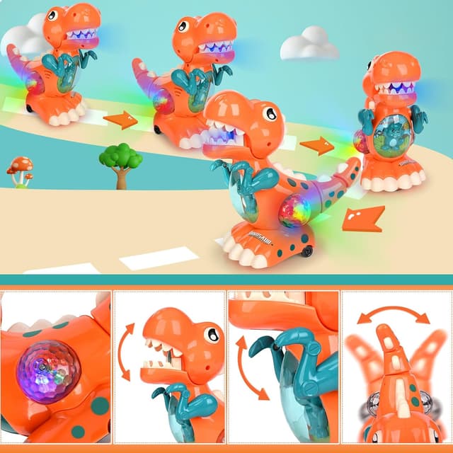 Detalle 2 de Crawling dinosaur toy with lights and sounds