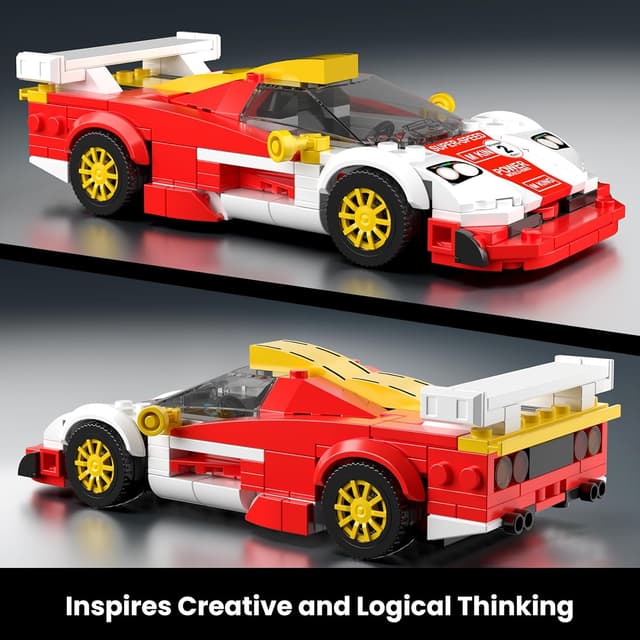 Detalle de Mould King 27089 Technik Speed Champion Klemmbausteine Auto GTR LT mit Acrylvitrine (385 Teile)