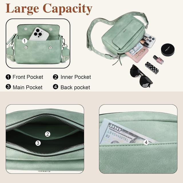 Detalle de Gladdon sac bandoulière femme en cuir PU imperméable, petit format avec bandoulière amovible