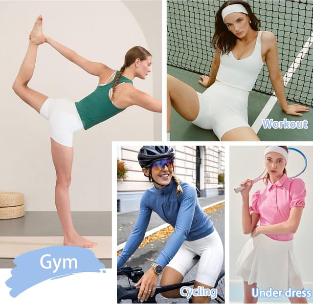 Detalle de BLONGW high-waisted cycling shorts for women with tummy control – black gym & running biker shorts