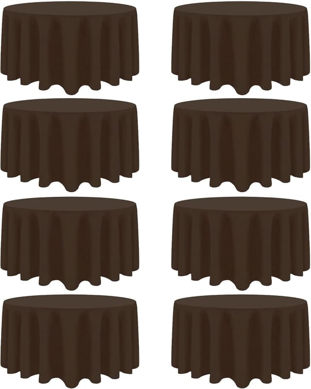 Detalle de Heneger 8-Pack Brown Round Tablecloth (120-inch) Stain & Wrinkle Resistant Polyester