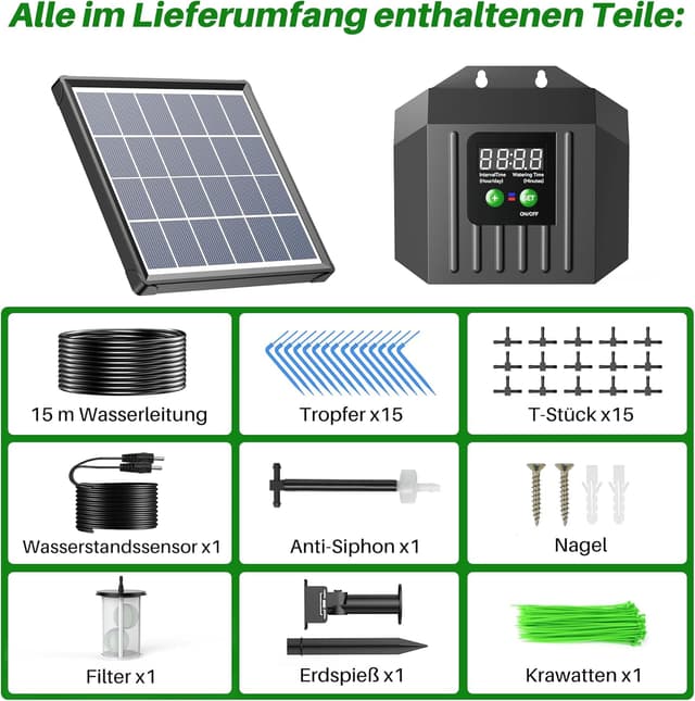Thumbnail 6 de Biling Solar-Bewässerungssystem für Balkon & Garten – 7,5 W, 15 m, automatisch per Timer
