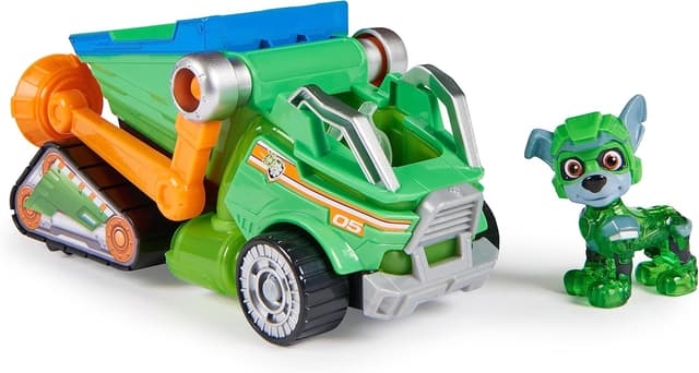 Detalle de Paw Patrol The Mighty Movie Toy Recycling Lorry with Rocky Mighty Pups action figure (lights & sounds)