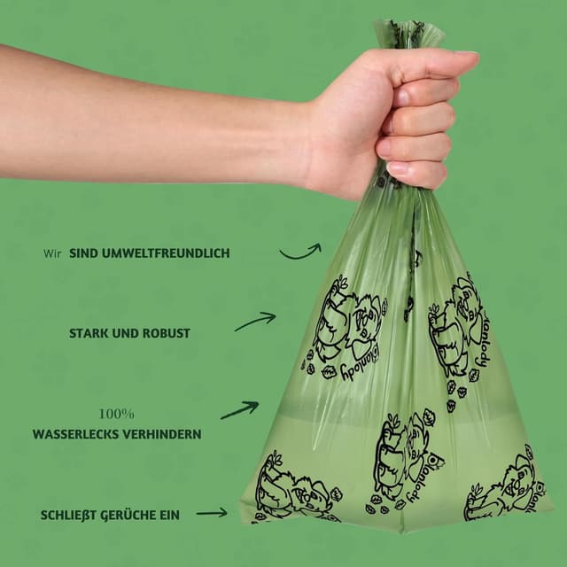 Detalle 2 de Blanlody Hundekotbeutel (450 Stück) biologisch abbaubar mit Duft, inkl. 30 Rollen à 30 x 22 cm