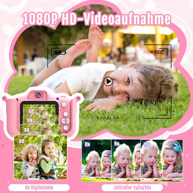 Thumbnail 4 de GlowPlayX Kinderkamera 1080P 32 GB – Digitalkamera für Kinder