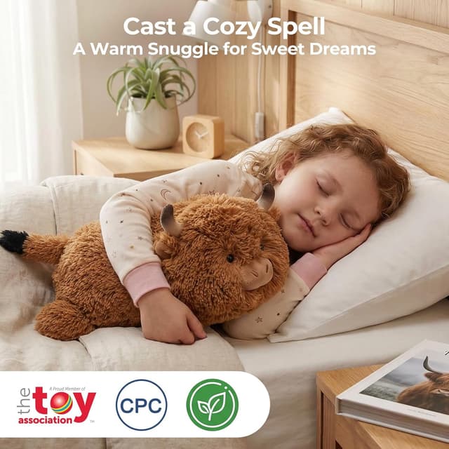 Detalle de Mewaii Cute Cow Plush Pillow – Kawaii Highland Cow Squishy Cuddle Pillow (13")