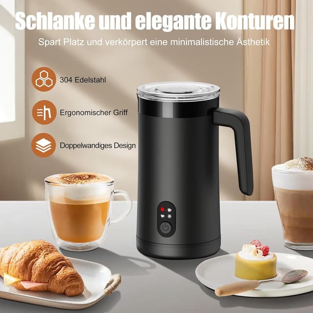 Detalle 2 de Ovetedot Milchaufschäumer 4-in-1 (400 ml) für heißen & kalten Milchschaum