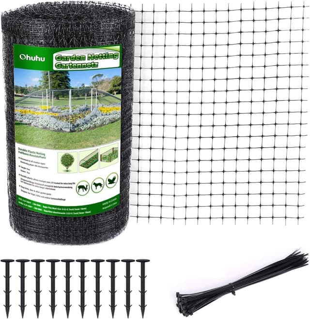 Detalle de Ohuhu Bird Netting Garden Netting Reusable 2m x 30m (16–18mm mesh) with 50 cable ties & 10 ground pegs