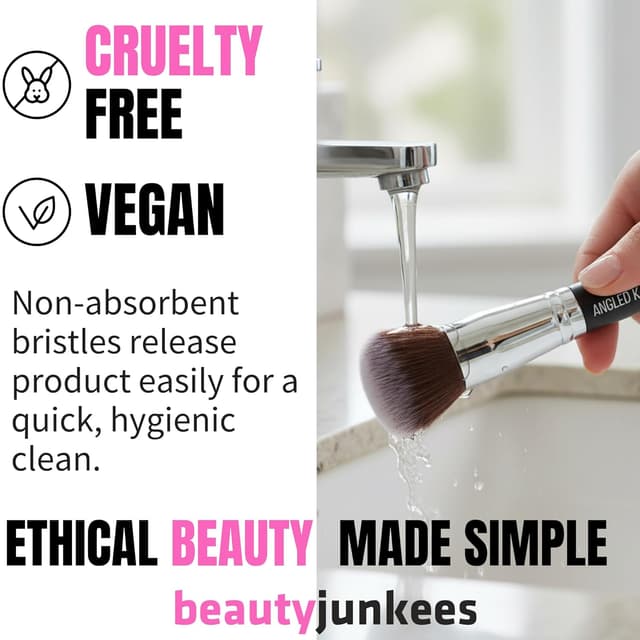 Detalle de Beauty Junkees Angled Blush Brush for Cream, Liquid & Powder Makeup