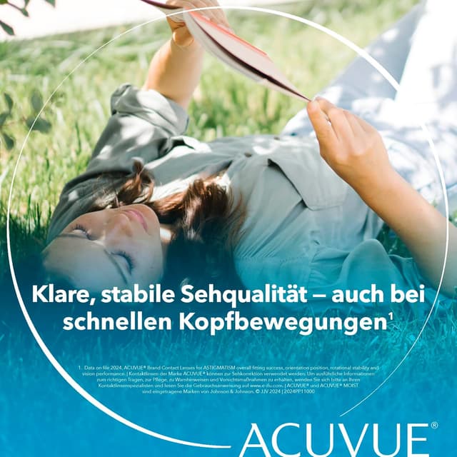 Detalle de ACUVUE MOIST 1-DAY for Astigmatism Tageslinsen mit -3.00 dpt, Cyl -1.25, Ach 90 & BC 8.5 (30 Linsen)