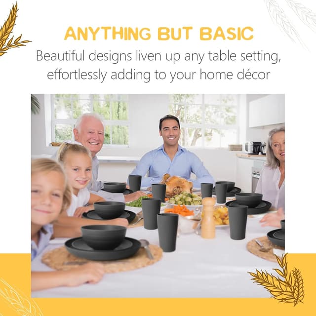 Detalle de Teivio 24-Piece Plastic Dinner Set (Service for 6) – Ocean kitchenware for camping, picnics and everyday meals