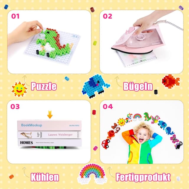 Detalle 2 de Zefy 10mm Bügelperlen 1100 Stück 🧩