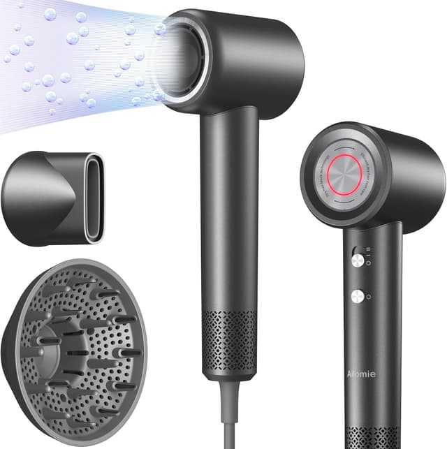 Detalle de Ailomie Sèche-cheveux ionique professionnel 1600W avec diffuseur bouclé – moteur brushless, 59 dB