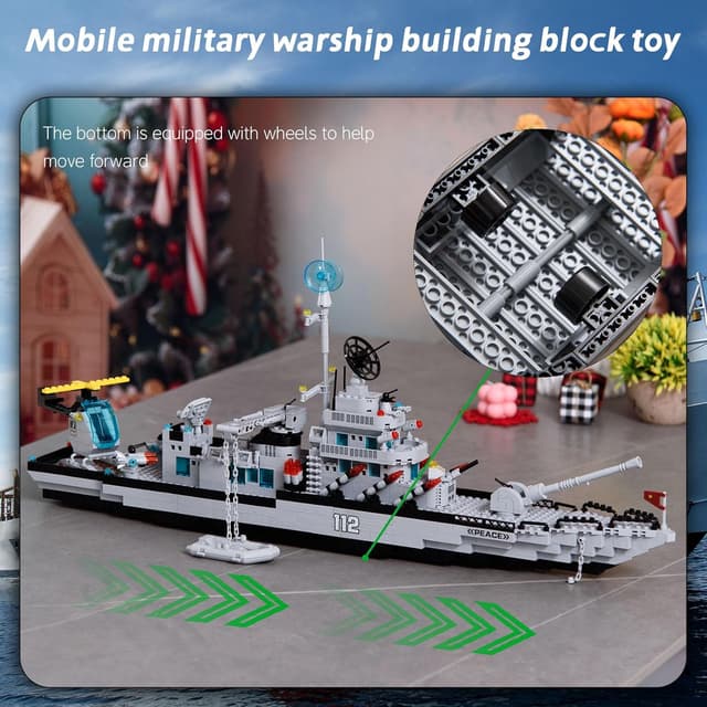 Detalle de Military Battleship Cruiser Set 1442 pieces