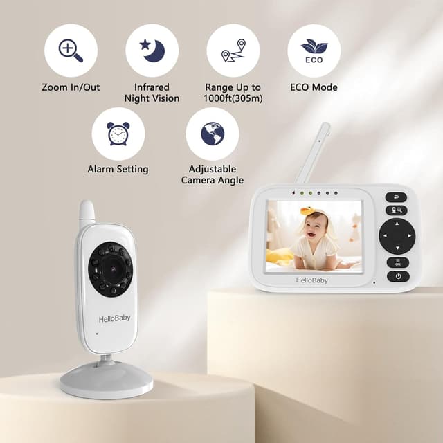 Thumbnail 1 de HelloBaby Baby Monitor Video e Audio 3.2" IPS