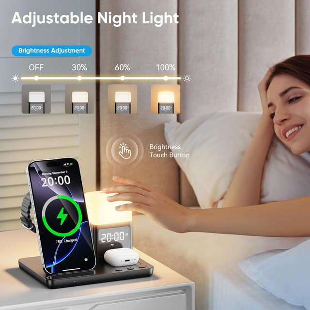 Detalle 2 de Augnner Estación de carga 6 en 1 para iPhone y Apple Watch