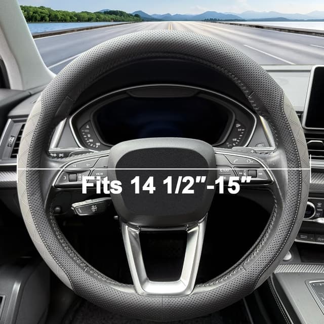 Thumbnail 3 de LKWLIKEI Nappa Leather Steering Wheel Cover 14.5–15"