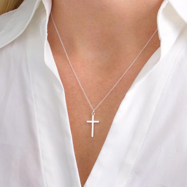 Detalle 2 de TINGN collana a croce da donna in oro 14 carati placcato (con catena regolabile)