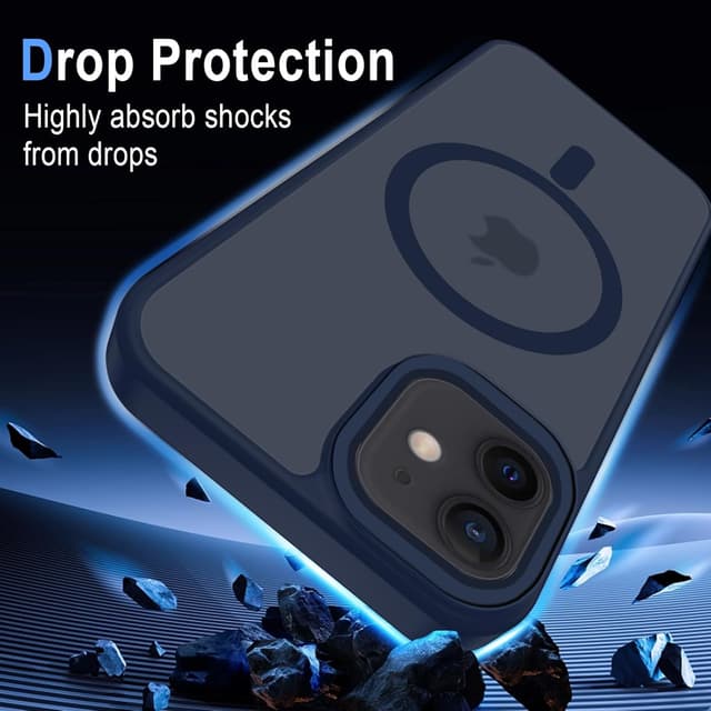 Detalle 1 de Coque XTCASE pour iPhone 12 Mini magnétique compatible MagSafe, dos mat translucide anti-rayures et bumper TPU antichoc – Bleu