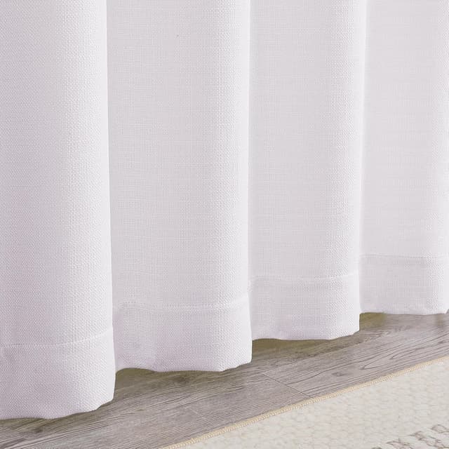 Thumbnail 6 de Chyhomenyc White Faux Linen Texture Light Filtering Curtains, 2 Panels (40W x 63L)