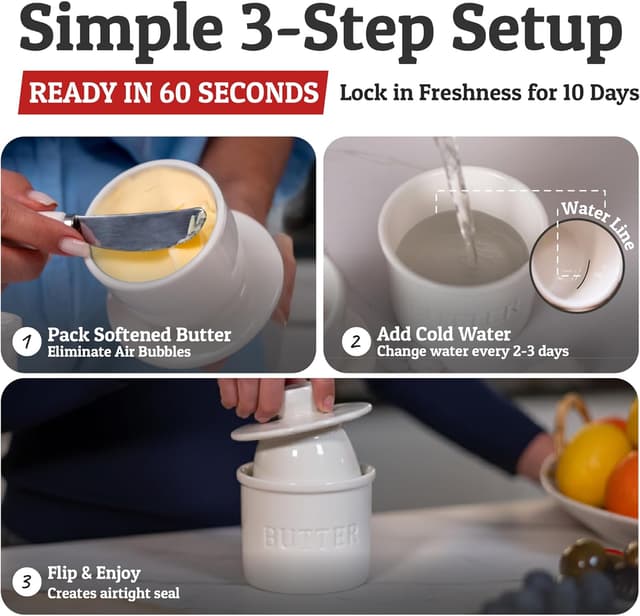 Thumbnail 2 de Priority Chef Butter Crock Ceramic Butter Dish 1.33 Sticks