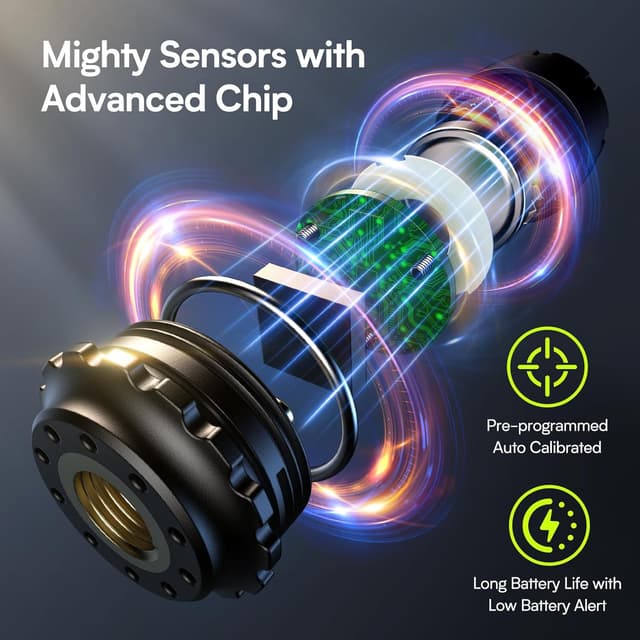 Detalle de Tymate TM12 RV Tire Pressure Monitoring System (TPMS) with USB-C/Solar Charging, Set of 6 Sensors, 2026 Version