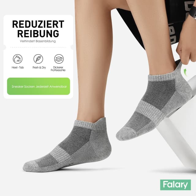 Detalle 2 de FALARY 10 Paar Sneaker-Socken aus Baumwolle – atmungsaktive Sportsocken für Herren & Damen