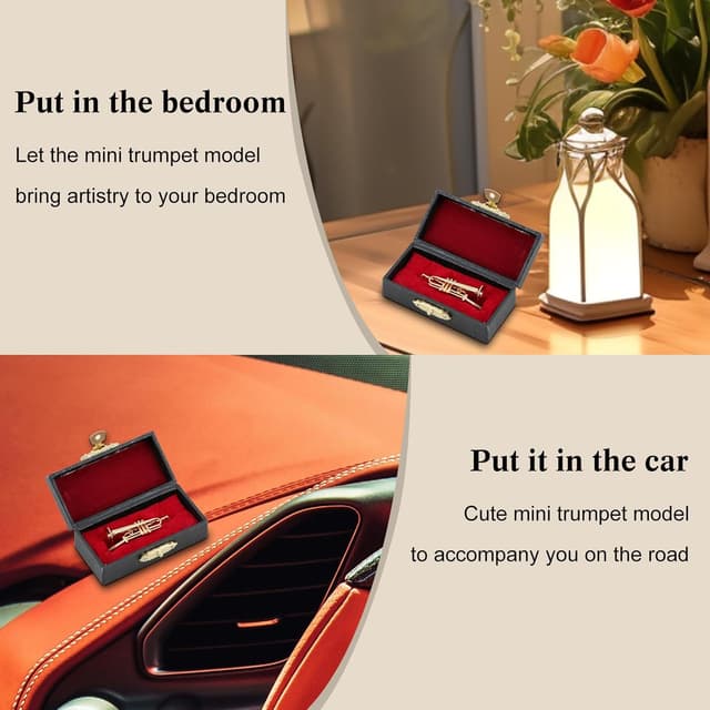 Detalle de EASTROCK Miniatur-Trompetenmodell (4,6 cm) mit Etui – Dekorative 1:1 Nachbildung aus reinem Kupfer