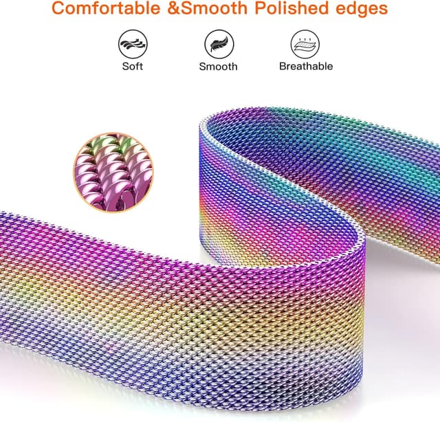 Detalle de Yoohoo Milanese Loop metal band for Apple Watch (38mm–49mm) with dual magnetic clasp