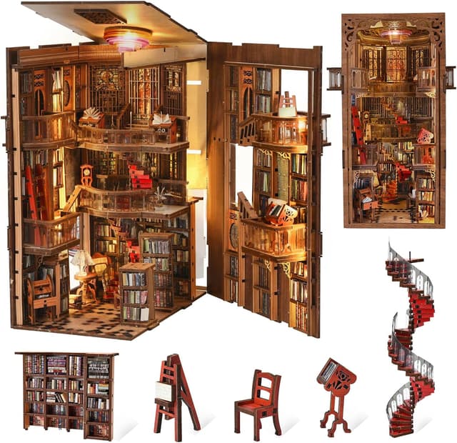Detalle de MiniCity Book Nook Kit DIY miniature dollhouse book nook (Abbey Library)