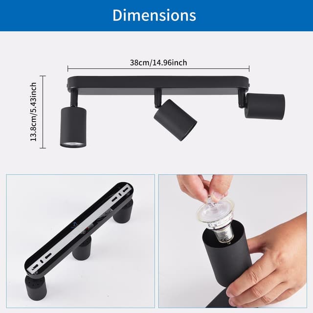 Thumbnail 4 de ANWIO Foco GU10 3 Focos Negro