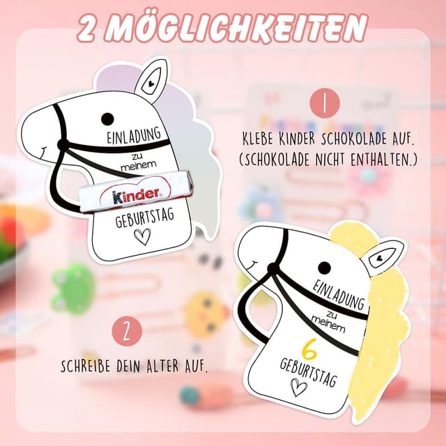 Thumbnail 2 de KKSJK Einladungskarten Pferde Geburtstag 15er Set