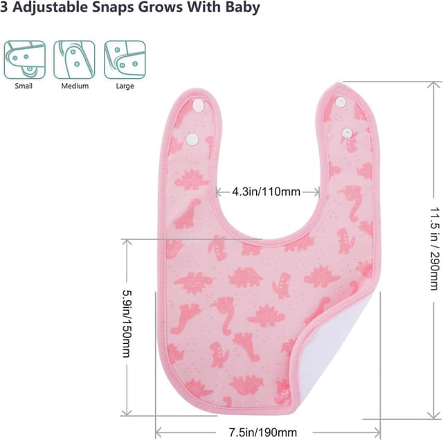 Detalle de Hakochia Waterproof Baby Bibs (4-layer cotton) for Newborns, 0–12 Months, 10-pack with adjustable snaps