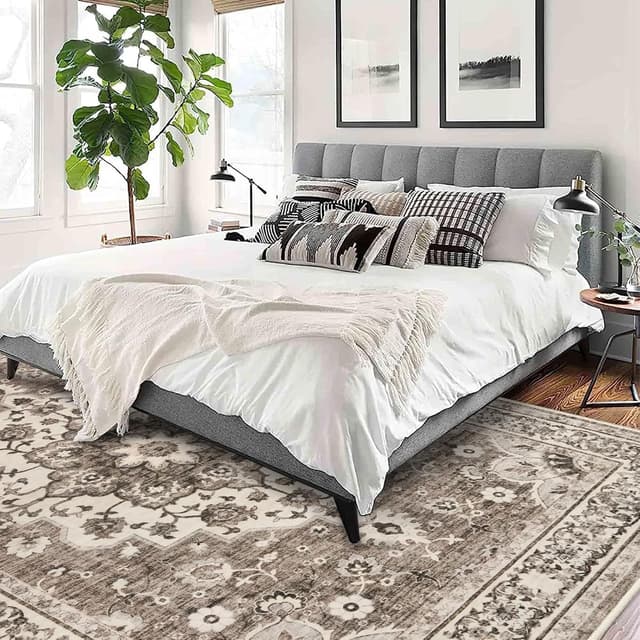 Detalle 2 de TOPRUUG Washable Oriental Area Rug (Beige, 9x12) — stain resistant, non-shedding indoor carpet