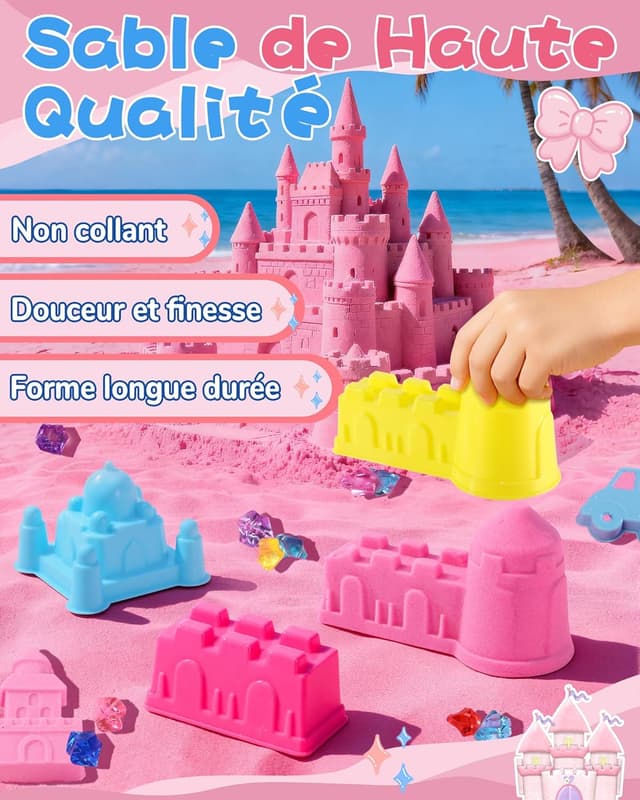 Detalle de cycletour Coffret sable magique « Série Château » (1 kg de rose super sand) dès 3 ans
