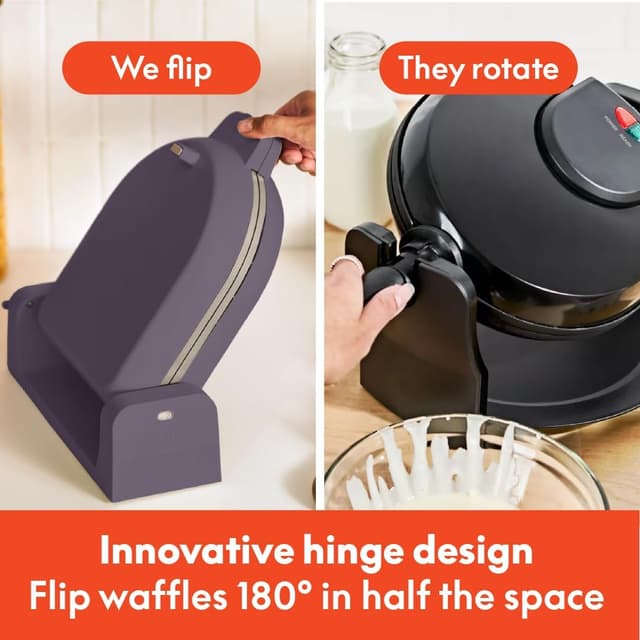 Detalle de bella Flip-n-Store Waffle Maker (EverGood™ Ceramic Nonstick), 7-inch Plum