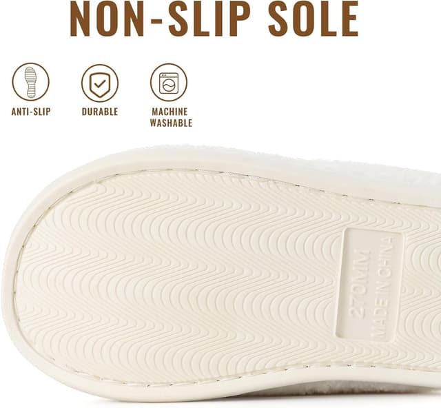 Detalle de Evshine Women’s Fuzzy Slip-on Memory Foam House Slippers (Closed Toe)