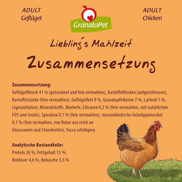 Detalle de GranataPet Liebling's Mahlzeit Adult Geflügel – getreidefreies Trockenfutter ohne Zuckerzusätze (1,8 kg)