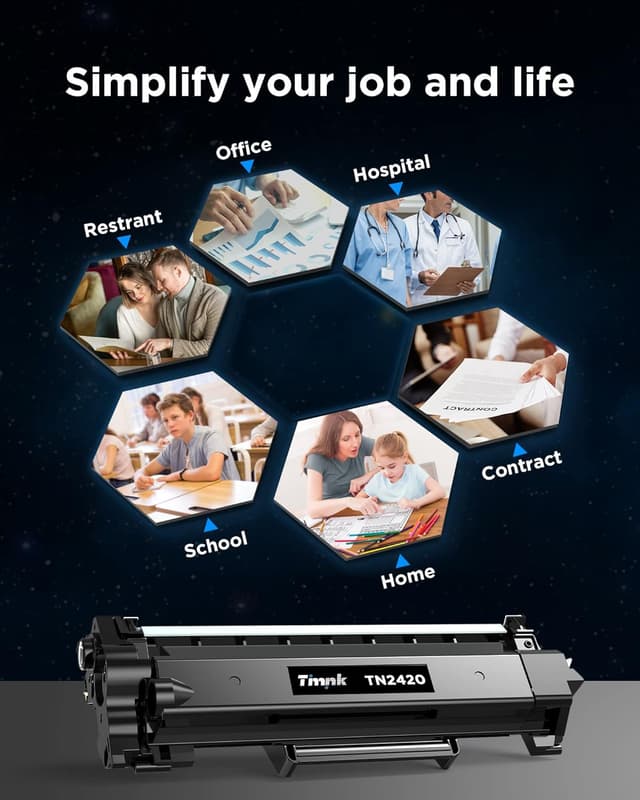 Detalle de Timink TN-2420 / TN2420 compatible toner cartridge (2 black) for Brother