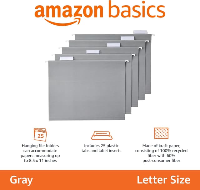 Detalle 2 de Amazon Basics Hanging File Folders 25 pack