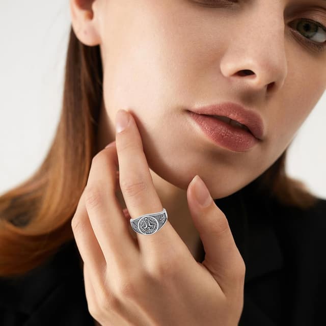 Thumbnail 6 de PARYFO 925 Sterling Silber Wikinger Wolf Ring für Männer – oxidiert, Vintage-Design im Oldtimer-Stil (Größe #10)